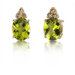 14 Karat Yellow Gold 3.75 carats Oval Checkerboard Cut Peridot Diamond Earrings