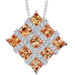 Mesmerizing and Sophisticated: Sterling Silver Diamond-shaped Quilted Pendant Necklace with 5mm Champagne Diamond CZ