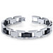 Mens Stainless Steel Black and Silver-Tone Greek Key Large Link Bracelet