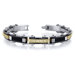 Mens Urban Class Black Cable and Gold-tone Stainless Steel Greek Key Bracelet