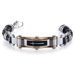 Contemporary Cross Motif Black Woven Leather Mens Bracelet
