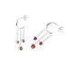 Round Cut Garnet Dangling J-hoop Earrings Sterling Silver
