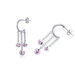 Round Cut Gemstone J-hoop Dangling Earrings Sterling Silver