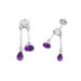 Multicut Amethyst and White Cz Dangling Earrings in Sterling Silver