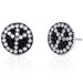 Peaceful Warrior Peace Sign Earrings with Swarovski Jet Black and Clear Crystals in Sterling Silver with Swarovski Elements