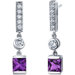 Exotic Sparkle 2.00 Carats Gemstone Princess Cut Dangle Cubic Zirconia Earrings in Sterling Silver