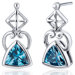 Ornate Class 1.50 Carats Swiss Blue Topaz Trillion Cut Earrings in Sterling Silver