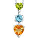2.25 cts Peridot London Topaz Citrine 3 Stone Pendant in Sterling Silver
