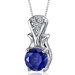 Regal Radiance 2.00 Carats Round Shape Blue Sapphire Pendant in Sterling Silver