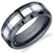 Beveled Edge 8mm Comfort Fit Mens Black Ceramic and Tungsten Combination Wedding Band Ring