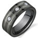 3 Stone 8 mm Comfort Fit Mens Black and Silver Tone Tungsten Wedding Band Ring