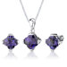 Classic Magic 8.25 Carats Checkerboard Lily Cut Alexandrite Pendant Earring Set in Sterling Silver