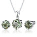 Classic Excellence 6.50 Carats Checkerboard Lily Cut Green Amethyst Pendant Earring Set in Sterling Silver