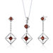 Sterling Silver 3.00 Carats Multishape Garnet Pendant Earrings and 18" Necklace Set
