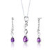 Sterling Silver 1.25 Carat Pear Shape Gemstone Pendant Earrings and 18" Necklace Set 
