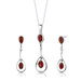 Sterling Silver 4.00 Carats Oval Shape Garnet Pendant Earrings and 18" Necklace Set
