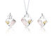 Spring Bric-a-brac Sterling Silver with Pink Yellow Mother of Pearl Pendant and Earrings Set