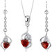 Classy 2.25 Carats Trillion Cut Sterling Silver Garnet Pendant Earrings Set