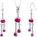 Charming 3.00 Carats Round Oval Shape Sterling Silver Ruby Pendant Earrings Set