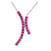 Classic Beauty Round Shape Created Ruby Gemstone Pendant Necklace in Sterling Silver