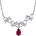 Unique Pear Shape Created Ruby and White CZ Pendant Necklace in Sterling Silver