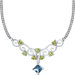1.25 carats  Princess Cut and Round Shape London Blue Topaz and Peridot Necklace in Sterling Silver