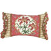 Tiger Lily 100% Wool Petit - Point Pillow with Fabric Trimmed