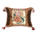 Peony 100% Wool Petit - Point Pillow with Fabric Trimmed