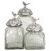 Glass Jar with Bird on Lid (Set of 3)