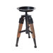 Distressed Wood and Metal Tripod Candlestick