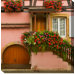 Pink House and Flowers Outdoor Canvas Art