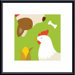 Farm Group: Hen and Dog Metal Framed Art Print