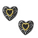 Goldplated Sterling Silver Black Cubic Zirconia Heart Stud Earrings