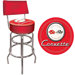 Corvette C1 Padded Bar Stool with Back in Red on Red