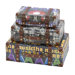Library Storage Books Wood Canvas Case (Set of 3)