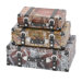 Library Storage Books Wood Canvas Case (Set of 3)