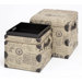 Handcrafted Wood and Burlap Trunk (Set of 2)