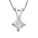 14k White Gold TDW Princess Diamond Solitaire Necklace