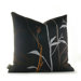 Morning Glory Tall Grass Pillow in Charcoal and Rust