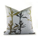 Morning Glory Wildflower Pillow in Silver and Olive