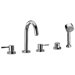 J16 Bath Series Two Lever Handle Roman Tub Faucet and Hand Shower with Goose Neck Spout