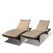 Outdoor Wicker Adjustable Chaise Lounge with Cushion (Set of 2)