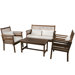 Carolina 4 Piece Outdoor Wood Lounge Seating Group with Cushions