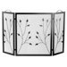 Flat Top Leaf Design 3 Panel Fireplace Screen