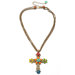 Metal RetroMEX Floral Cross Pearl and Crystal Necklace
