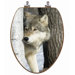 3D Upland Series Elongated Wolf Behind A Tree Toilet Seat with CP Hinges