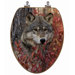 3D Upland Series Elongated Wolf in The Bushes Toilet Seat with regular CP Hinges