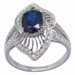 18K Gold and Silver Oval Cut Sapphire and Cubic Zirconia Ring
