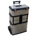 3-in-1 Suitcase Toolbox in Stainless Steel with Black Accents