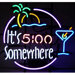 Bar and Game Room "It's 5 O'Clock Somewhere" Neon Sign
